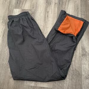 Y2K Adidas Track Pants Mens Medium Gray / Orange Nylon Ankle-Zip Mesh Lined